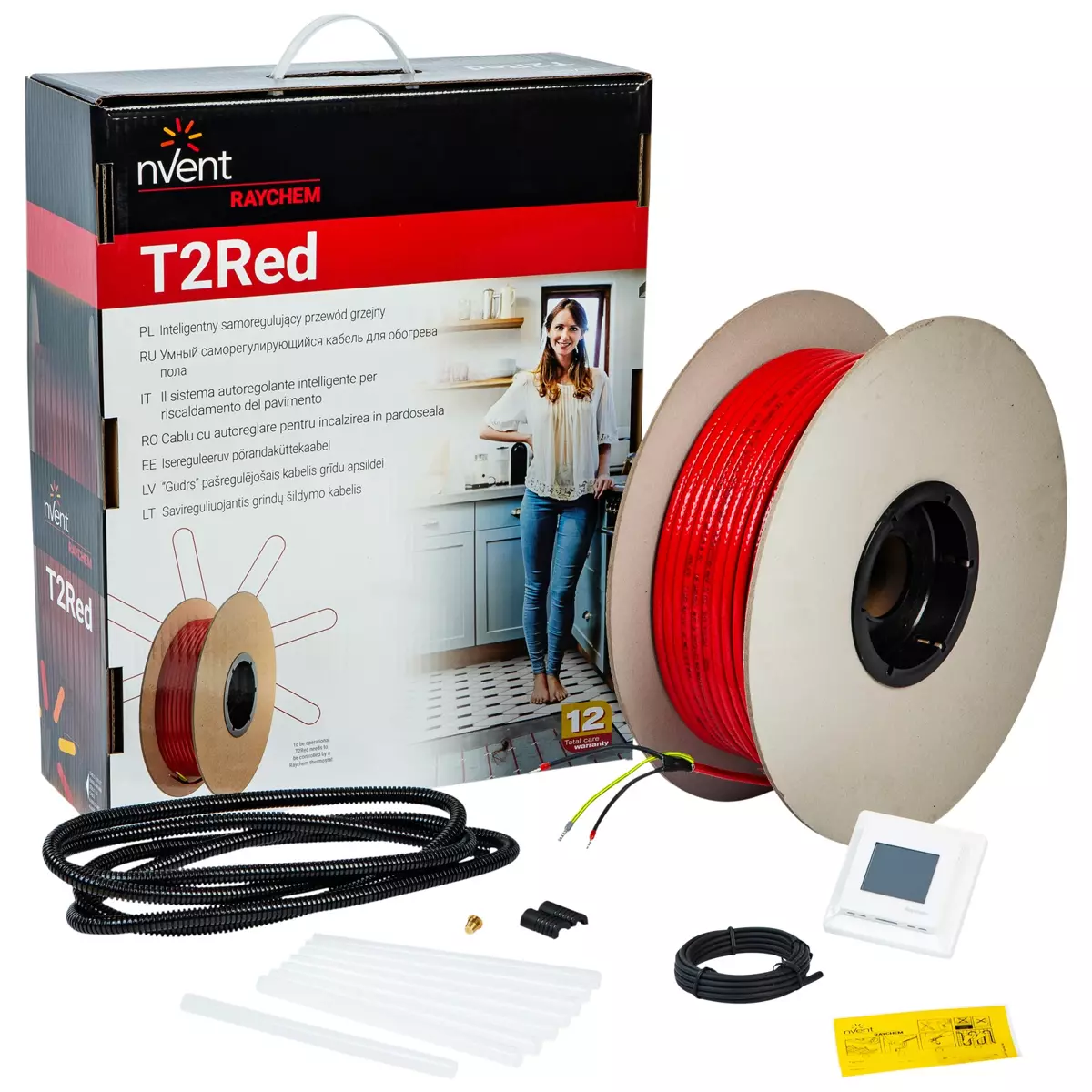Self-regulating floor heating cable 100 m + thermostat SENZ WIFI - RAYCHEM T2Red